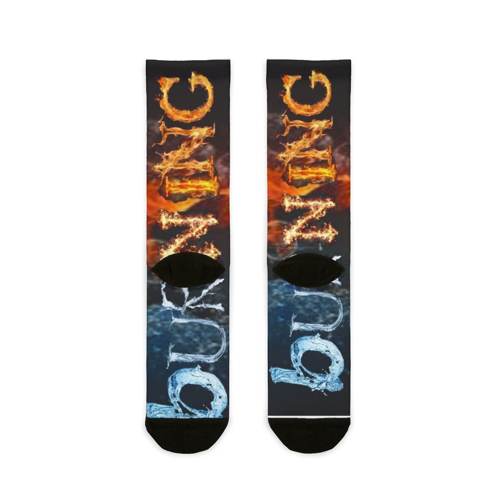 AC-DC Water and Fire Themed Crew Socks, Unique Gift for Hot & Cold Lovers, Cozy Cotton Socks for Halloween, Birthday, Chill Vibes, Fun Accessories